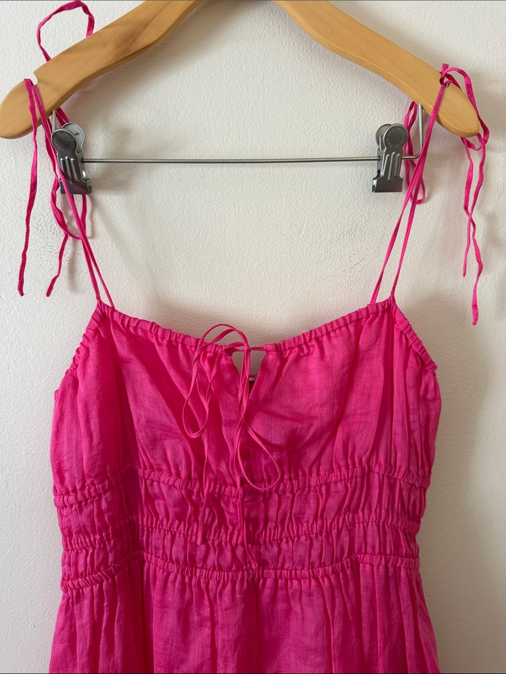 Nicholas Halia shirred ramie maxi dress in Fuchsia Size 10 - Picture 4 of 10